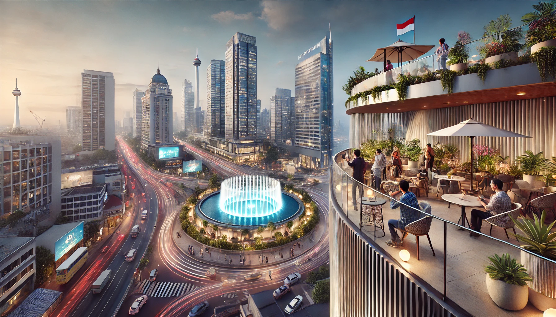 Spot Foto Rooftop Bundaran HI Dengan Pemandangan Kota Jakarta Yang Spektakuler Untuk Konten Modern Dan Liburan Urban